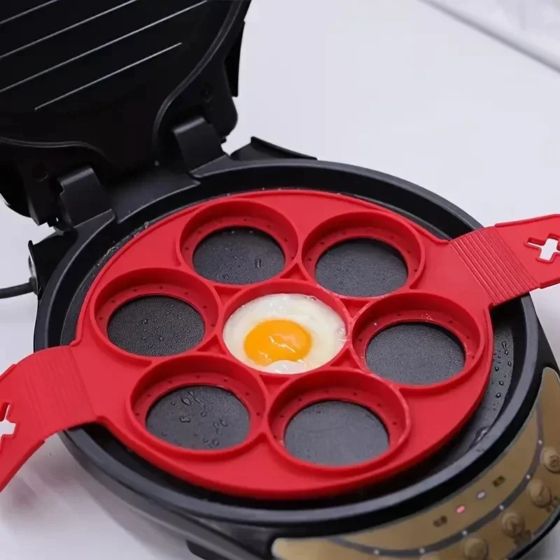 Egg Waffle Pan - Frigideira circular de silicone com 7