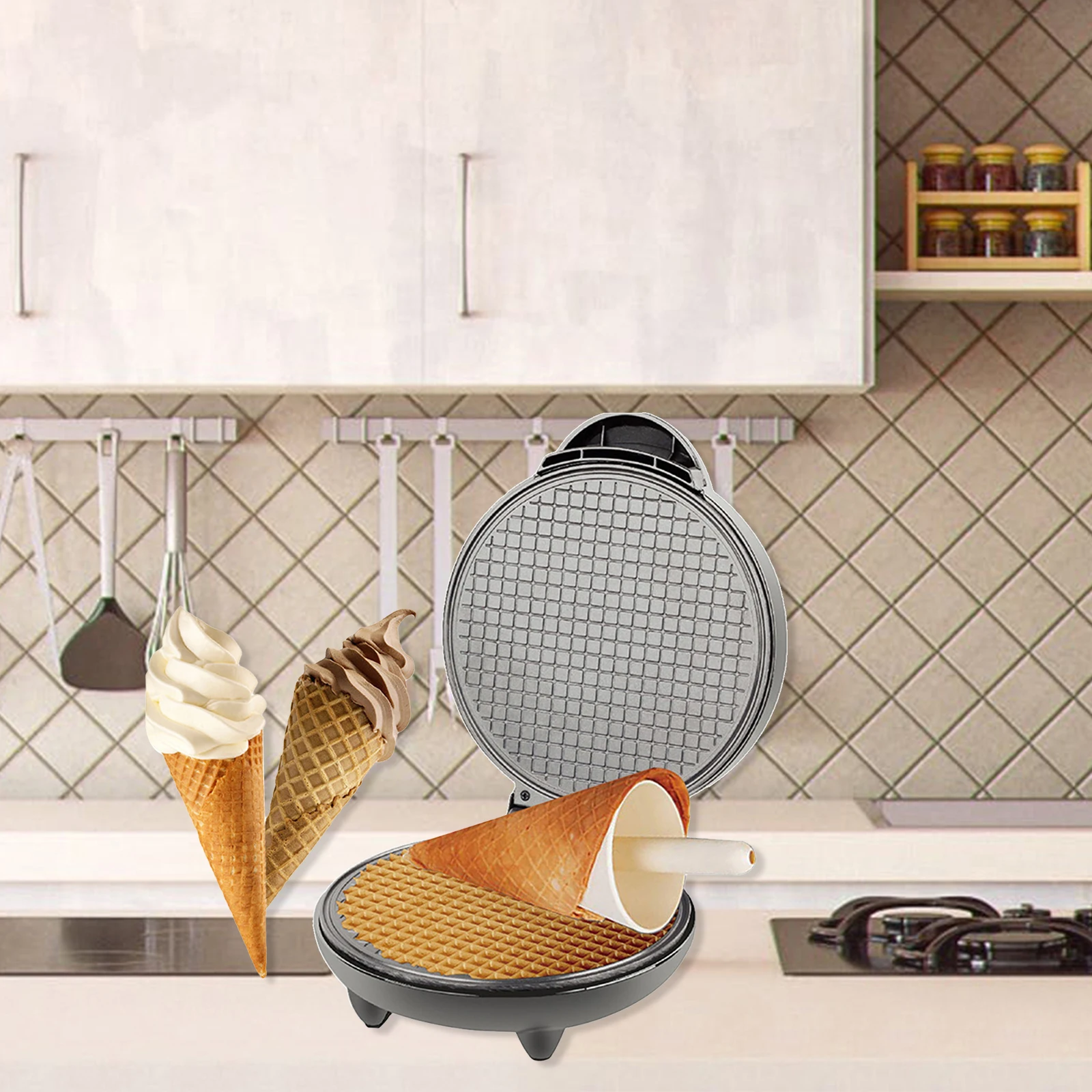 Máquina de waffle antiaderente - Waffle Cone Maker avaliação e preço