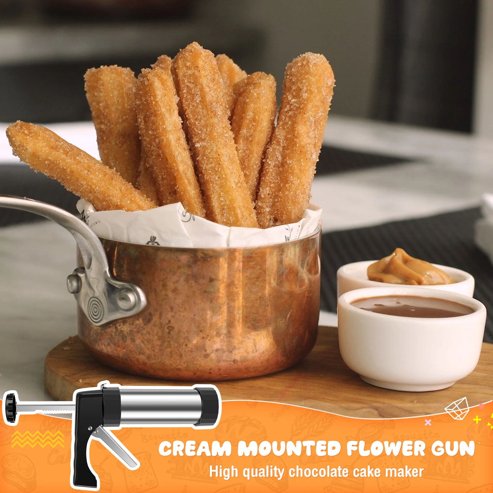 Máquina de fazer churro de aço - Churros Maker Gun avaliação e preço